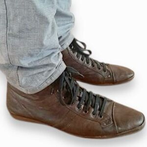 Hugo Boss Leather Lace-Up Boots size 43 Made in Italy Designer